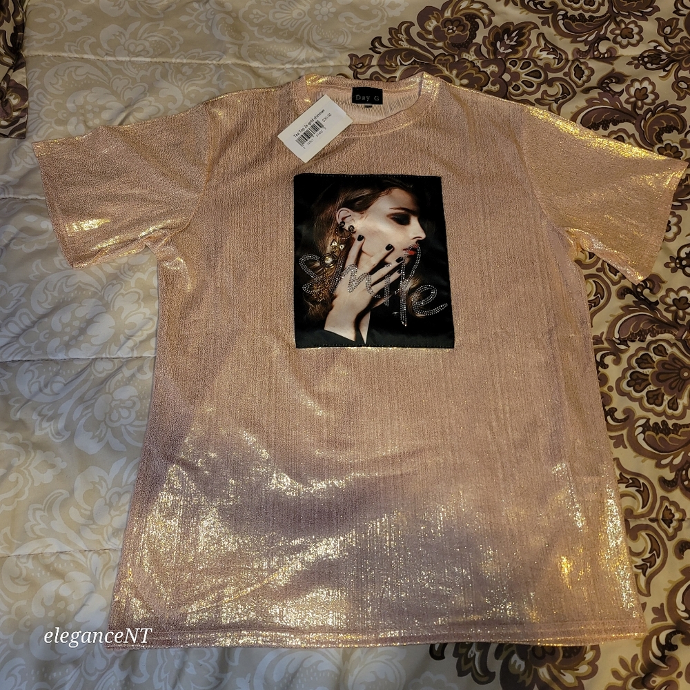 Day G Rose Gold Shimmer Blouse Sz: 2XL NWT - Picture 14 of 15